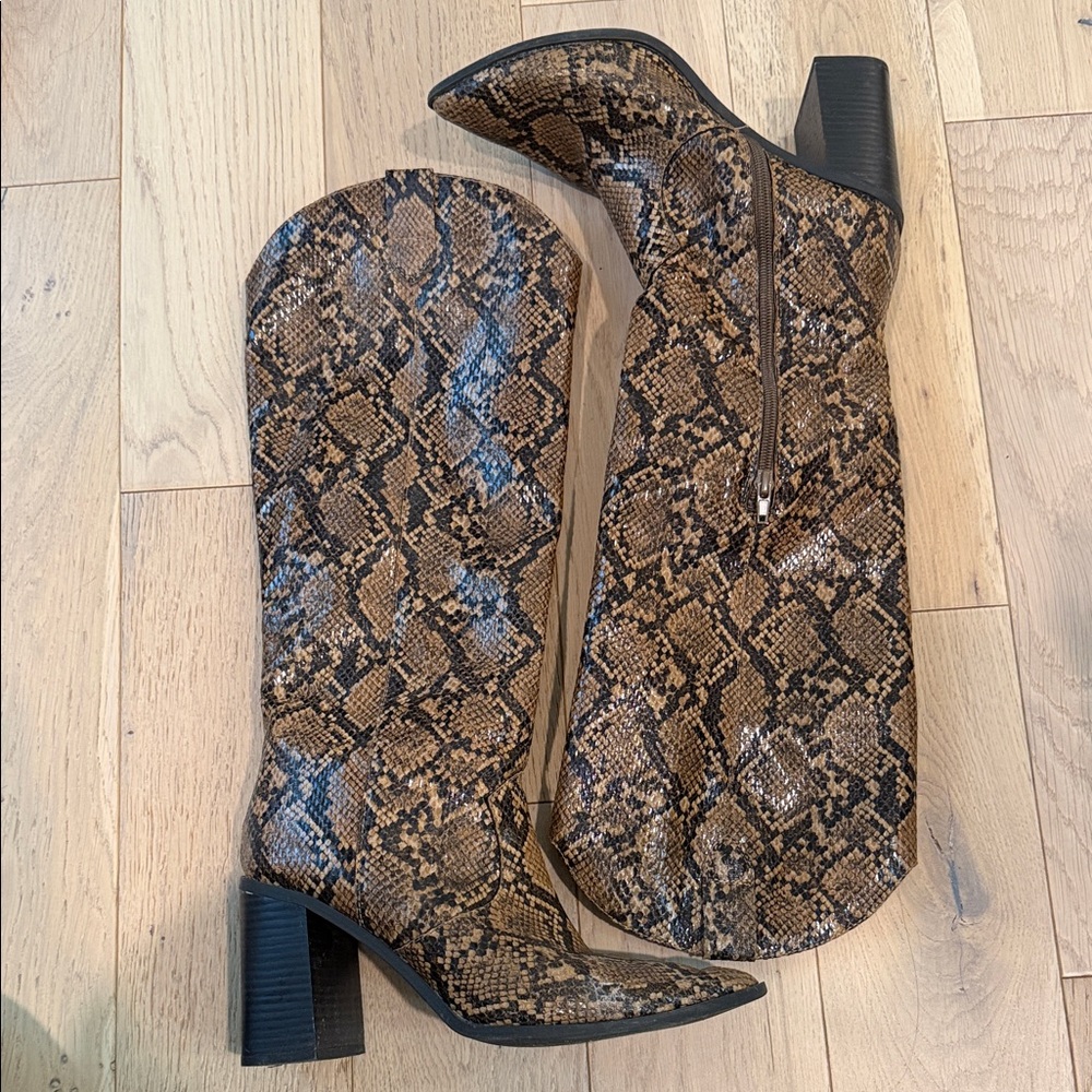 Snakeskin Over the Knee Boots